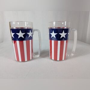 Thermo Serv Plastic Mug American Flag 4th of July Vintage Retro America Boat - 2
